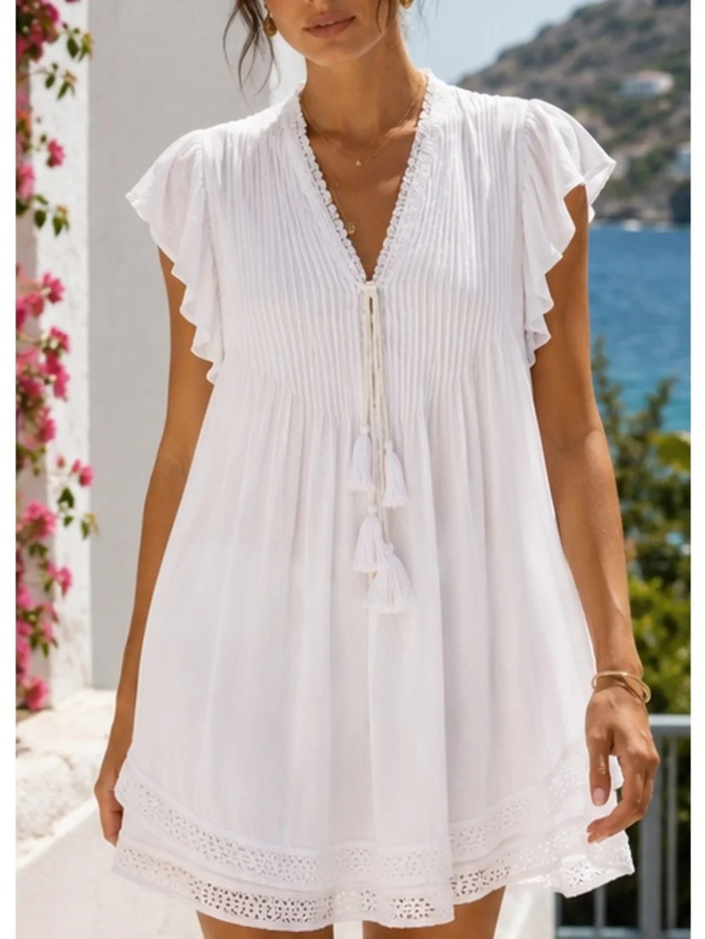 Poupette St Barth Sasha Mini Dress White $350. Excellent Resort Collection  XS